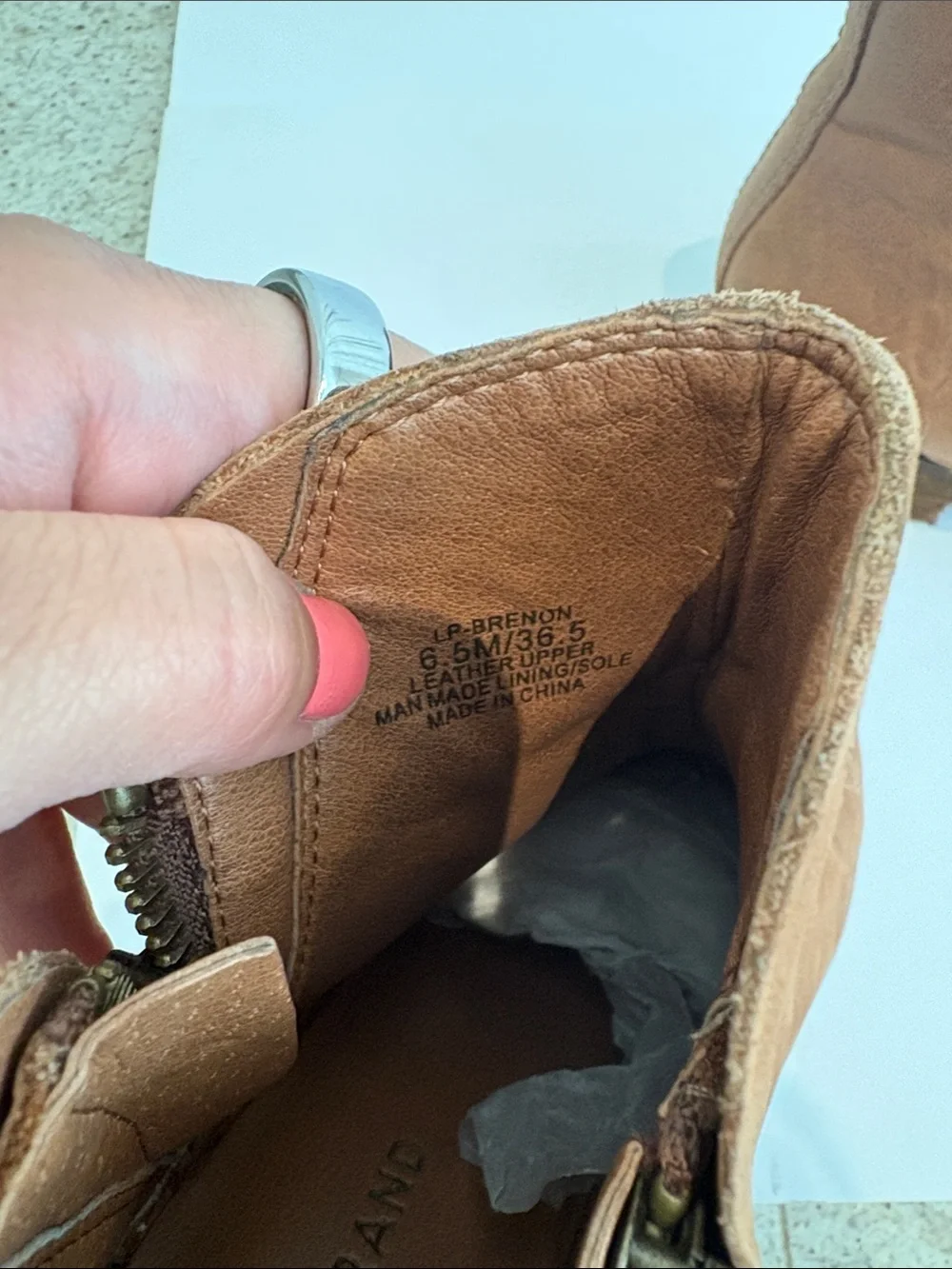 Lucky Brand Women's Tan, Tobacco Brown Leather Ankle Booties 6.5